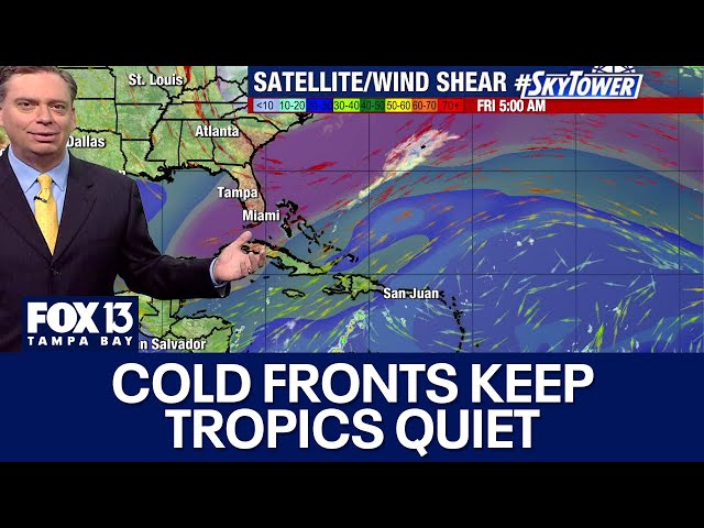 ⁣Cold fronts to keep tropics quiet as hurricane season winds down