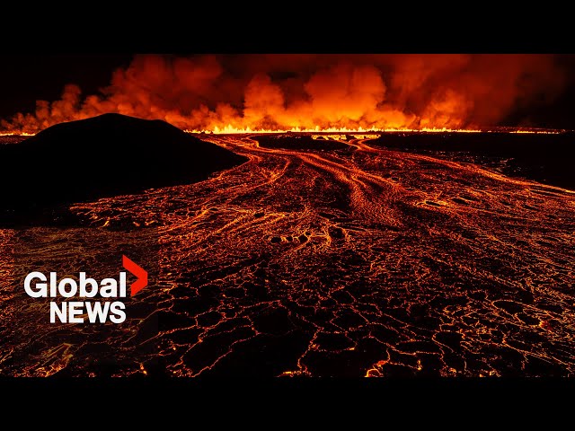 ⁣Iceland volcano erupts for 7th time in a year, sends lava flowing toward Blue Lagoon