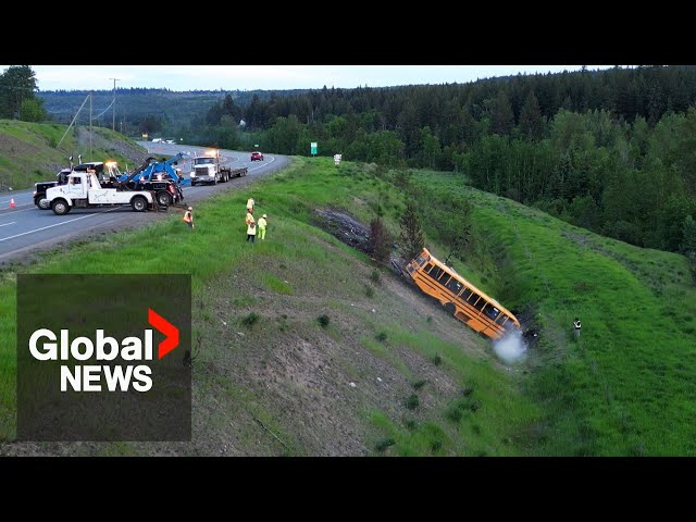 ⁣Driver suffered medical event in BC school bus crash that injured 30, killed 1 pedestrian