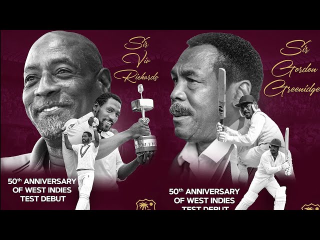 ⁣SIR VIVIAN RICHARDS AND SIR GORDON GREENIDGE CELEBRATE TEST DEBUT MILESTONE