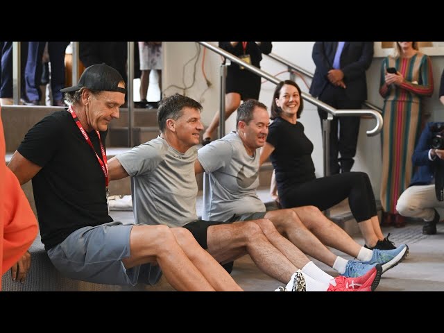 ⁣Federal MPs swap suits for sweatbands as they take part in 'Fit for Office'