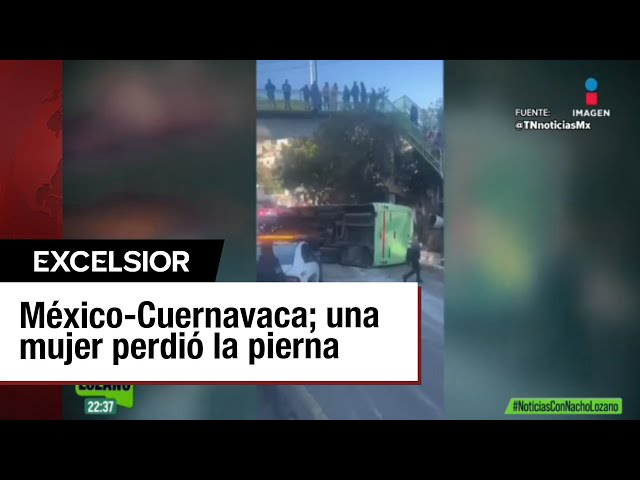 ⁣Camión vuelca en la México-Cuernavaca y deja 32 heridos