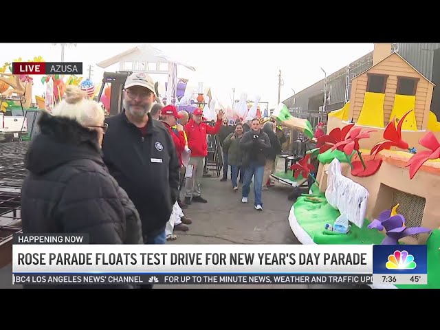 ⁣Rose Parade floats ready for test drive ahead of New Year's Day