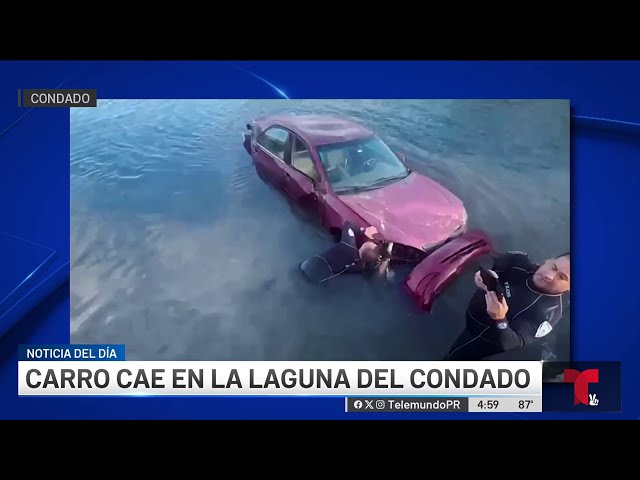 ⁣Conductor supuestamente ebrio cae por la Laguna del Condado