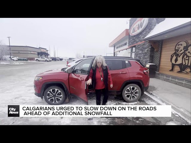 ⁣Calgarians urged to slow down on the roads ahead of additional snowfall