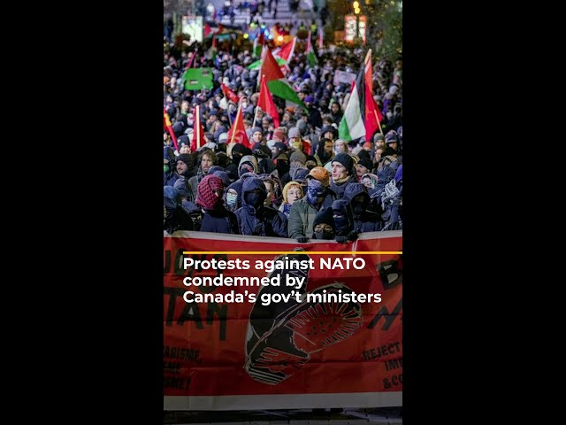 ⁣Canada's gov't condemns protests against NATO’s ‘complicity’ with Israel | AJ#shorts