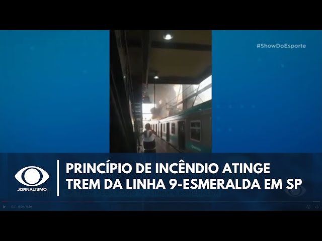 ⁣Trem pega fogo na Linha 9-Esmeralda em São Paulo