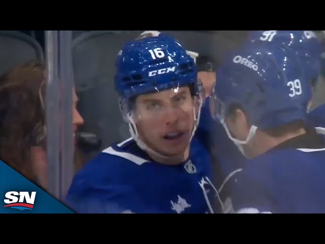 ⁣Maple Leafs' Mitch Marner Banks In Wild Goal From Impossible Angle