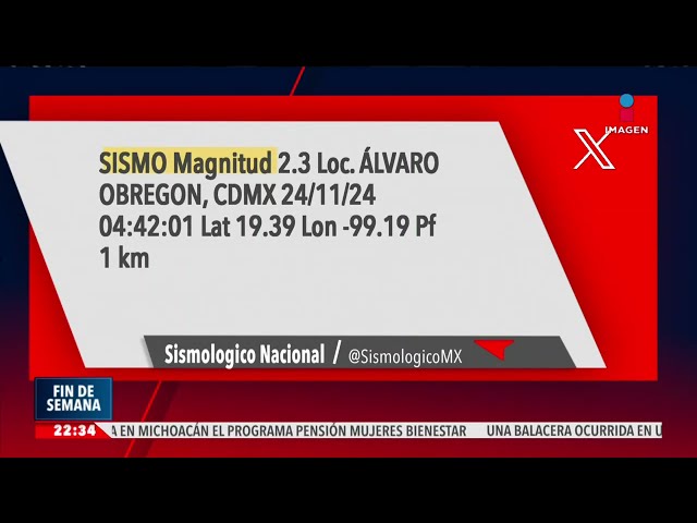 ⁣Se registraron dos microsismos en la CDMX este domingo | Imagen Noticias Fin de Semana