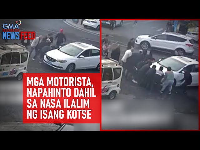 ⁣Mga motorista, napahinto dahil sa nasa ilalim ng isang kotse | GMA Integrated Newsfeed