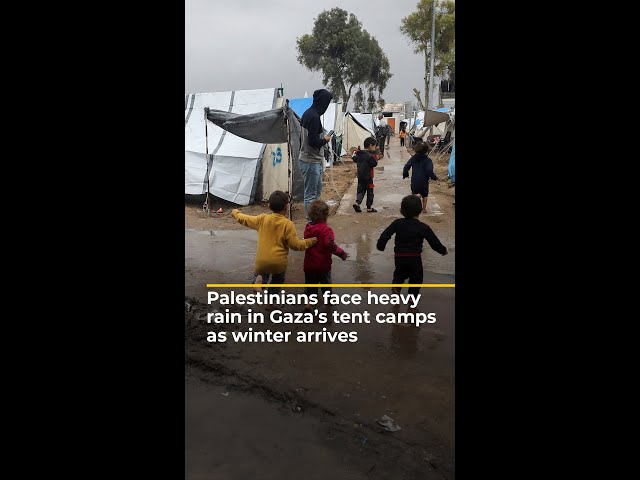 ⁣Palestinians face heavy rain in Gaza’s tent camps as winter arrives | AJ #shorts