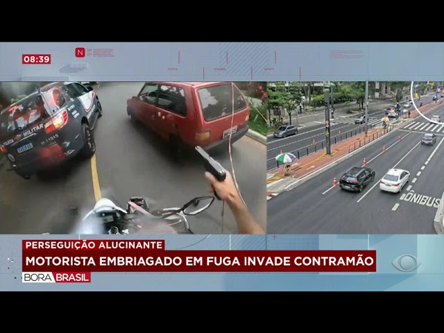 ⁣Motorista embriagado invade a contramão e é preso durante perseguição policial