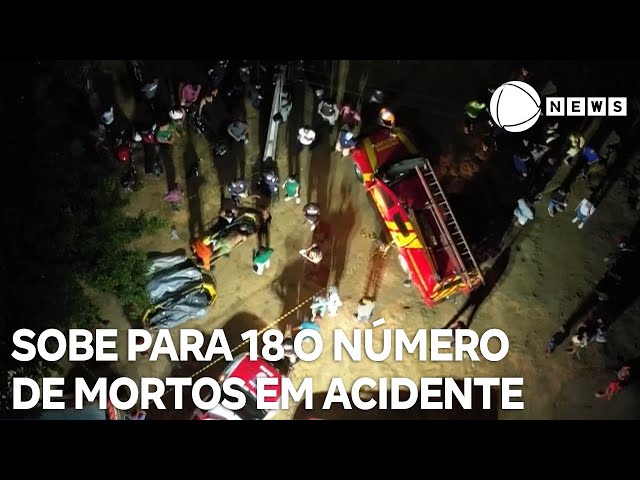 ⁣Sobe para 18 o número de mortos em acidente com ônibus na Serra da Barriga, em Alagoas