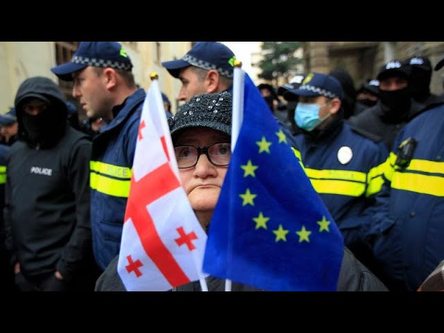 ⁣Georgia's new parliament opens first session amid mass protests and boycott