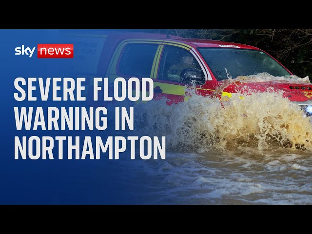 ⁣Storm Bert: Danger to life flood warning issued in parts of Northampton