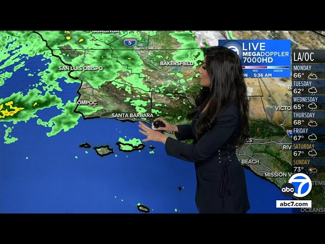 ⁣Light rain continuing in SoCal next several days