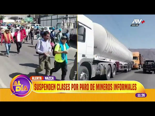 ⁣Nazca: Suspenden clases escolares por paro de mineros informales