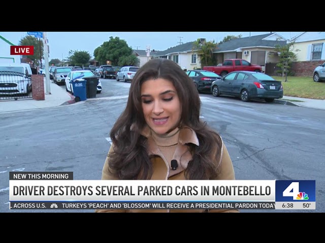 ⁣Driver destroys several parked cars in Montebello