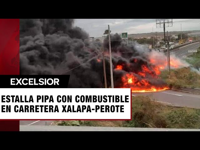 ⁣Pipa cargada de combustible se vuelca en la Xalapa-Perote