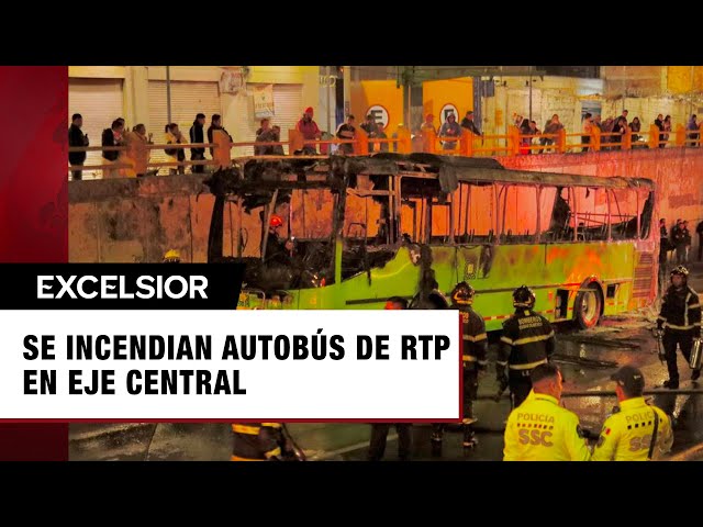 ⁣Camión de RTP se incendia en la Cuauhtémoc, en CDMX