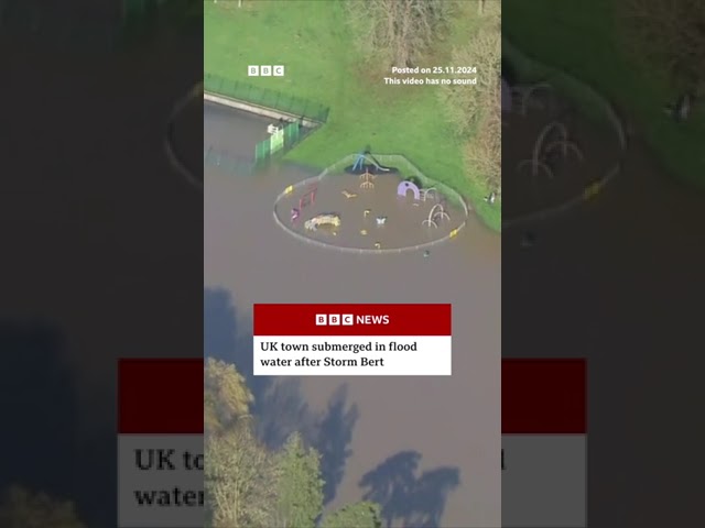 ⁣UK town submerged in water after Storm Bert. #Storm #Flood #BBCNews