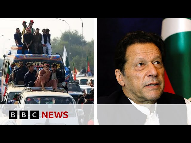 ⁣Thousands of Imran Khan supporters converge on Pakistan capital | BBC News