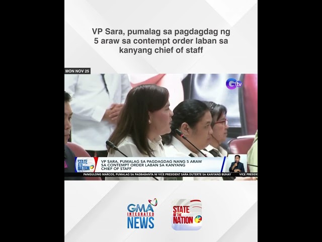 ⁣VP Sara, pumalag sa pagdagdag ng 5 araw sa contempt order laban sa kanyang chief of staff | SONA