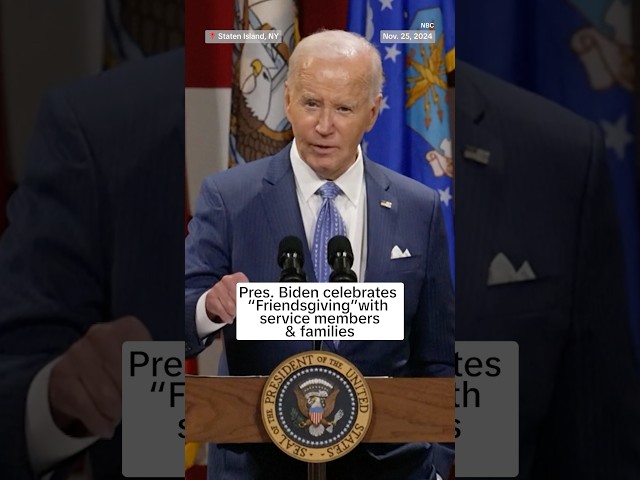 ⁣President Biden celebrates 'Friendsgiving' with service members and families