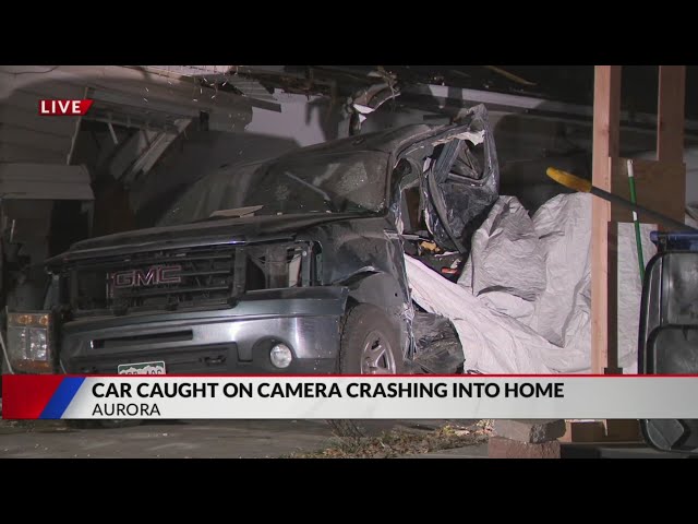 ⁣Watch: Car crashes into Aurora home, rupturing gas line