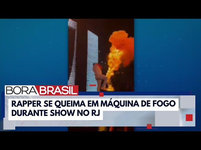 ⁣Major RD se queima em máquina de fogo durante show no RJ | Bora Brasil