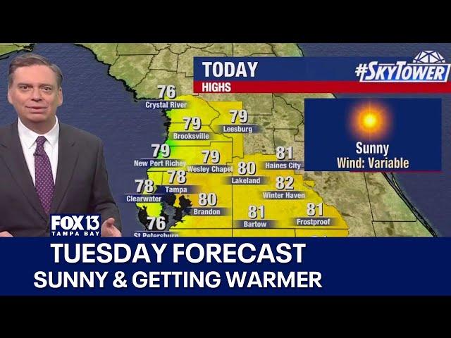 ⁣Tampa weather | Warmer & sunny Tuesday