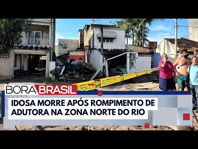 ⁣Idosa morre após rompimento de adutora em Rocha Miranda, no Rio | Bora Brasil