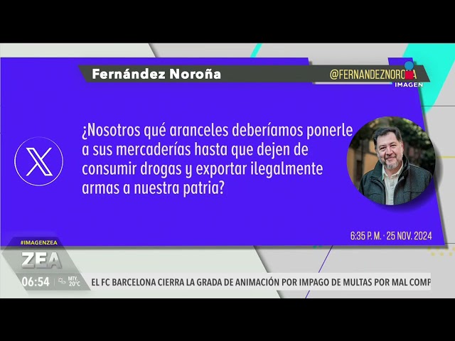 ⁣Noroña le responde a Trump tras amenaza de aumento de aranceles | Noticias con Francisco Zea