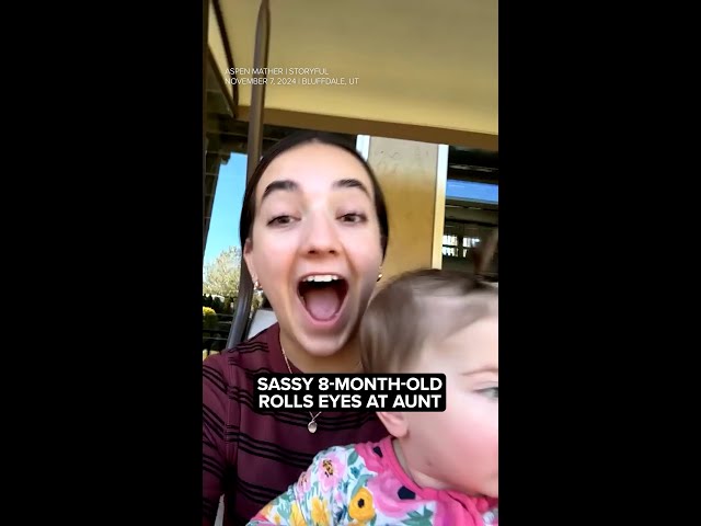 ⁣8-month-old rolls her eyes at aunt