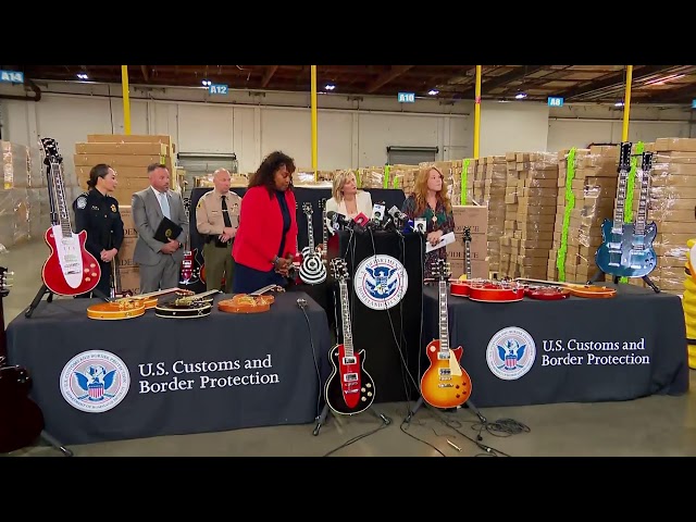 ⁣Live: Authorities announce counterfeit Gibson guitar seizure