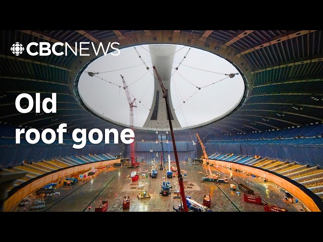 ⁣Inside the roof rebuild at Montreal’s iconic Olympic Stadium