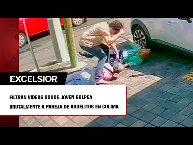 ⁣Filtran videos donde joven golpea brutalmente a pareja de abuelitos en Colima