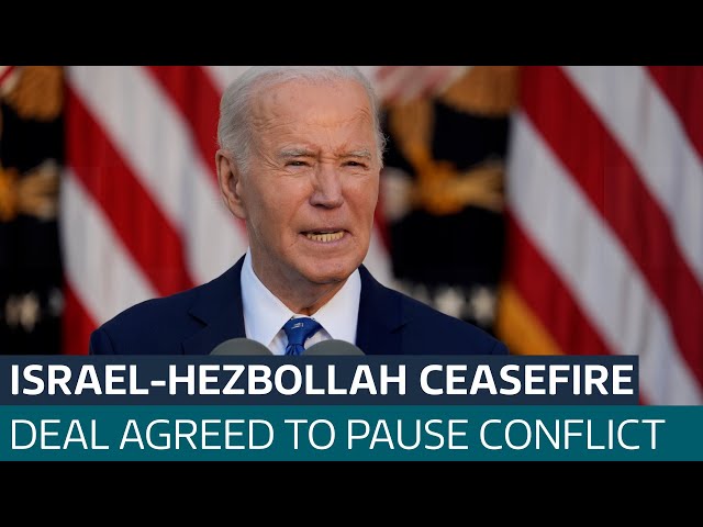 ⁣Israel and Hezbollah reach ceasefire deal to pause fighting, Biden confirms | ITV News