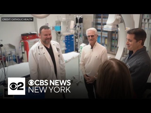 ⁣Man who suffered heart attack reunites with Long Island doctors who saved his life