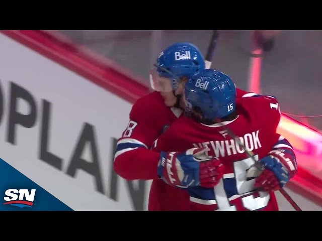 ⁣Canadiens' Alex Newhook Puts Home Unlikely Rebound Goal