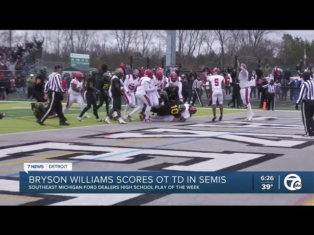 ⁣WXYZ High School Play of the Week: Bryson Williams OT touchdown for St. Mary's