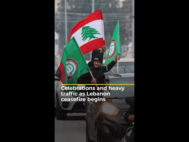 ⁣Celebrations and heavy traffic as Lebanon ceasefire begins | AJ #shorts