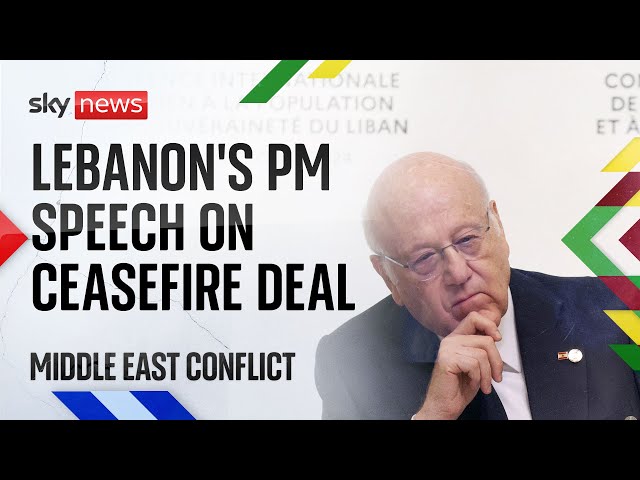 ⁣Watch live: Lebanon's prime minister delivers speech after ceasefire deal