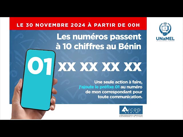 ⁣Communiqué de l'ARCEP Bénin: les numéros de téléphone passent à 10 chiffres au Bénin (FON)