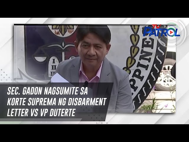 ⁣Sec. Gadon nagsumite sa Korte Suprema ng disbarment letter vs VP Duterte | TV Patrol