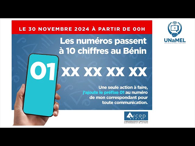 ⁣Communiqué de l'ARCEP Bénin: les numéros de téléphone passent à 10 chiffres au Bénin (FRANÇAIS)