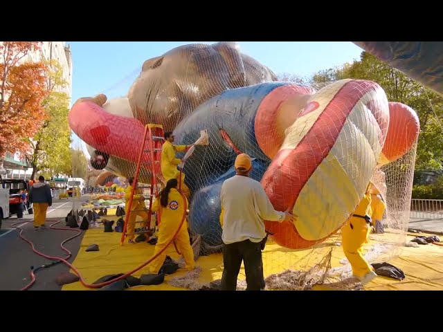 ⁣LIVE: Macy's Thanksgiving Day parade balloon inflation