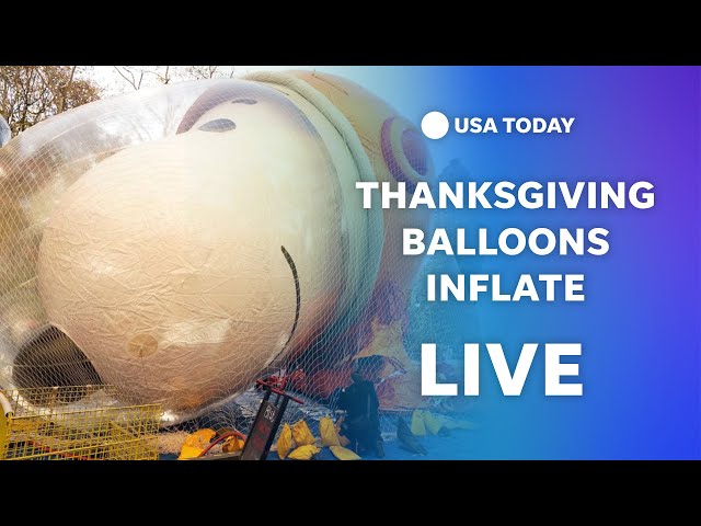 ⁣Watch live: Macy's Thanksgiving Day parade balloons inflated