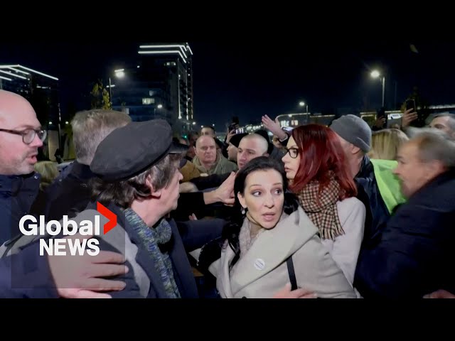 ⁣Serbia protesters clash over government corruption allegations in wake of railway canopy collapse