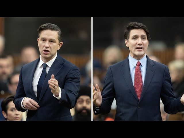 ⁣Poilievre, Trudeau trade jabs during question period over U.S. tariff threats